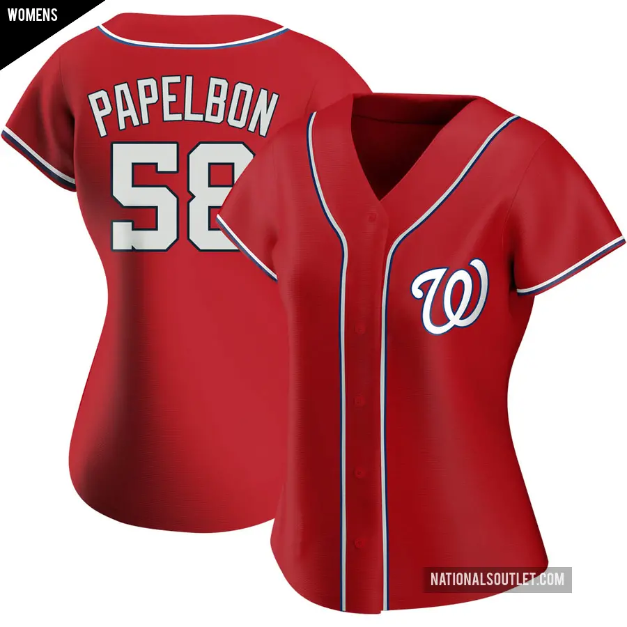 Women's Washington Nationals ＃58 Jonathan Papelbon Replica Red Alternate Jersey