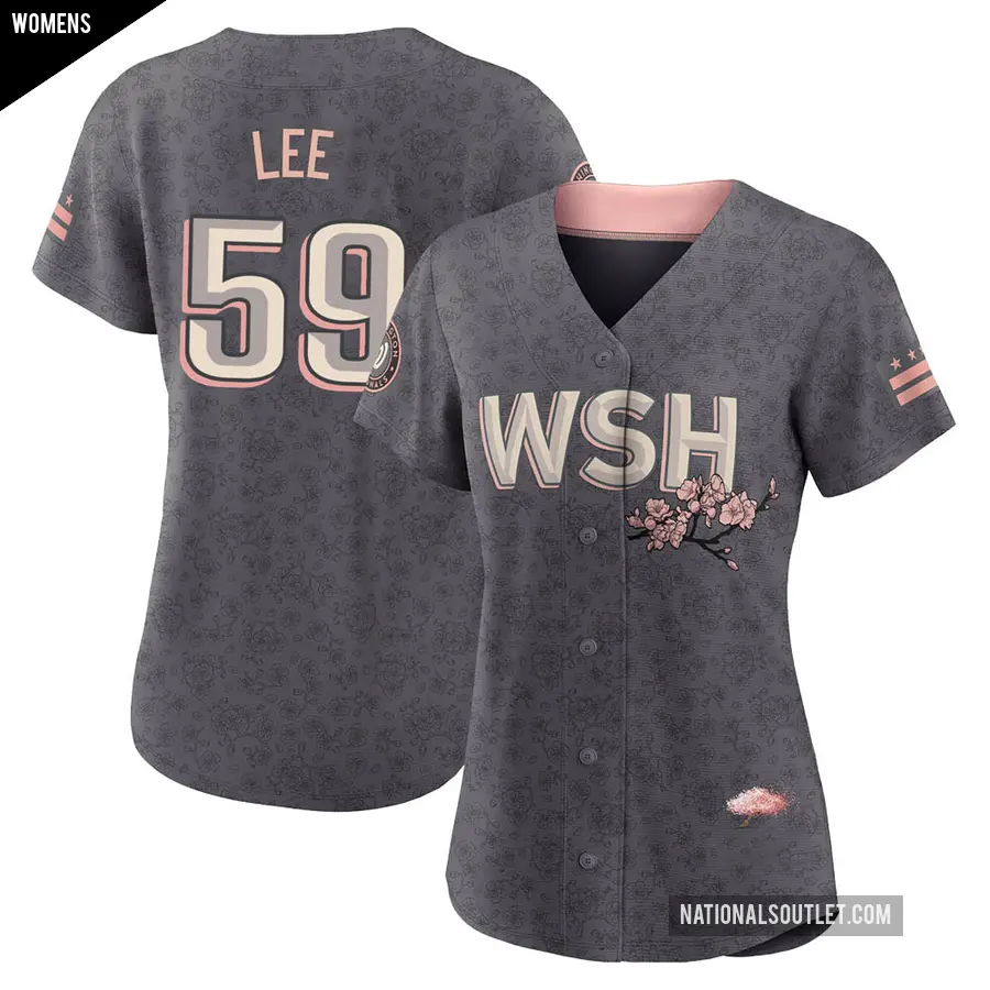 Women's Washington Nationals ＃59 Evan Lee Replica Gray 2022 City Connect Jersey