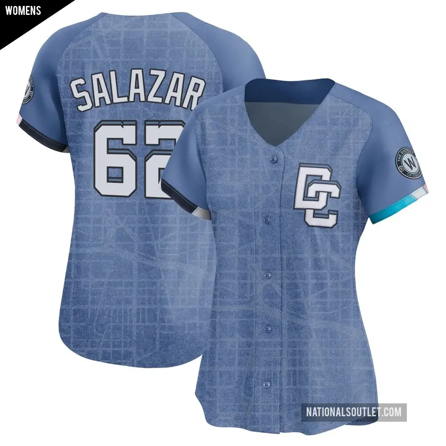 Women's Washington Nationals ＃62 Eduardo Salazar Limited Blue 2025 City Connect Jersey