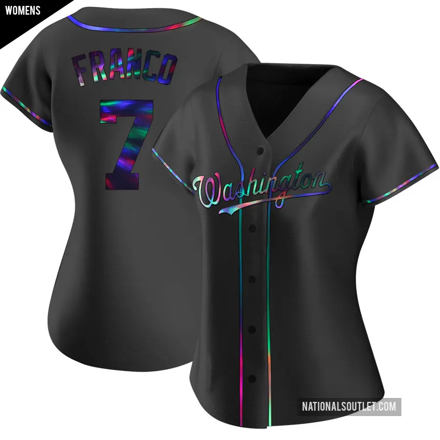 Women's Washington Nationals ＃7 Maikel Franco Replica Black Holographic Alternate Jersey