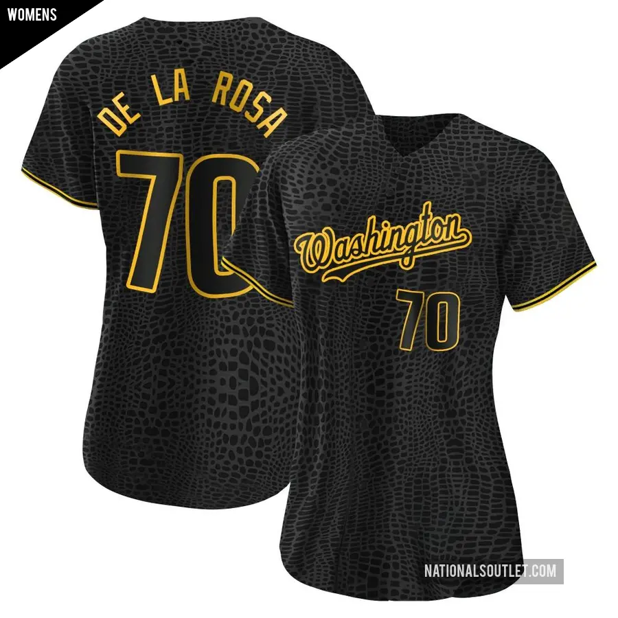 Women's Washington Nationals ＃70 Jeremy De La Rosa Authentic Black Snake Skin City Jersey