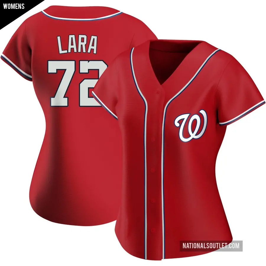 Women's Washington Nationals ＃72 Andry Lara Replica Red Alternate Jersey