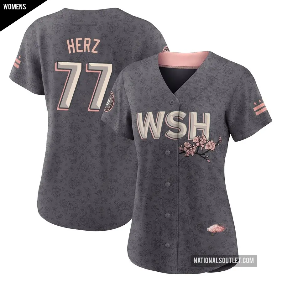 Women's Washington Nationals ＃77 DJ Herz Authentic Gray 2022 City Connect Jersey