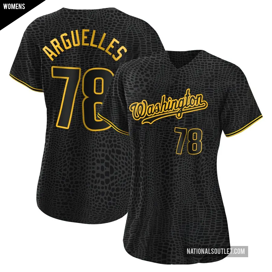 Women's Washington Nationals ＃78 Anthony Arguelles Authentic Black Snake Skin City Jersey