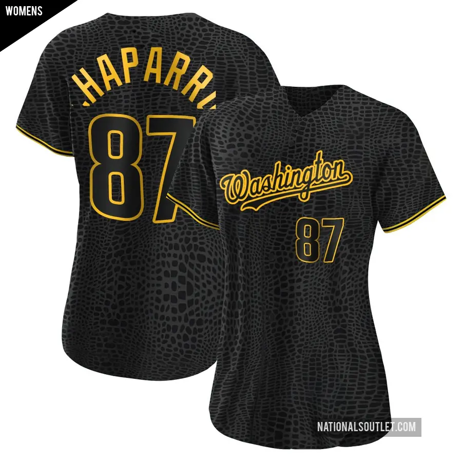 Women's Washington Nationals ＃87 Andres Chaparro Replica Black Snake Skin City Jersey