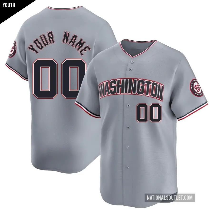Youth Washington Nationals ＃00 Custom Limited Gray Road Jersey
