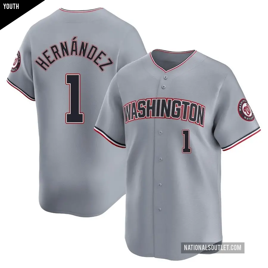 Youth Washington Nationals ＃1 Cesar Hernandez Limited Gray Road Jersey