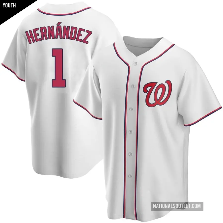 Youth Washington Nationals ＃1 Cesar Hernandez Replica White Home Jersey