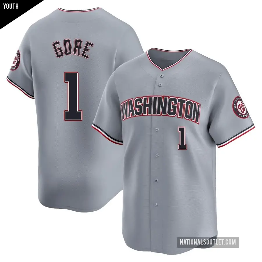 Youth Washington Nationals ＃1 MacKenzie Gore Limited Gray Road Jersey
