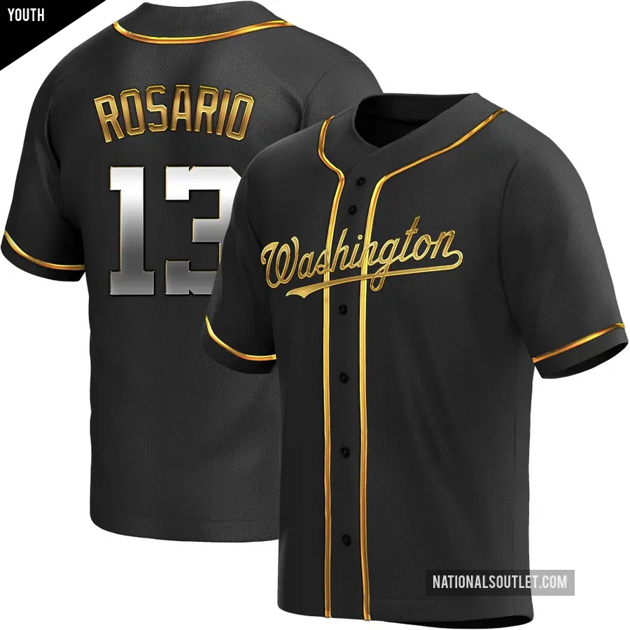 Youth Washington Nationals ＃13 Amed Rosario Replica Gold Black en Alternate Jersey