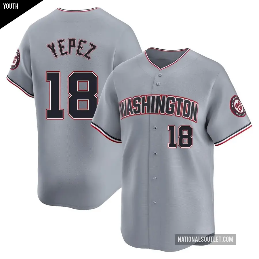 Youth Washington Nationals ＃18 Juan Yepez Limited Gray Road Jersey