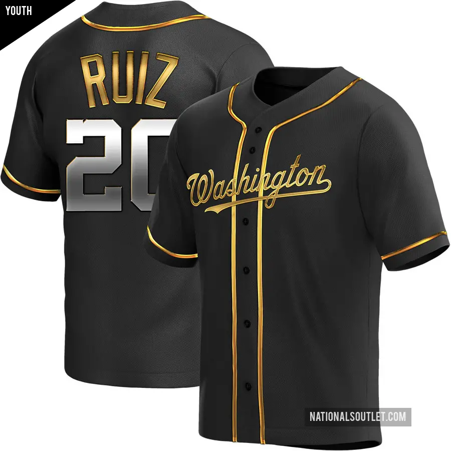 Youth Washington Nationals ＃20 Keibert Ruiz Replica Gold Black en Alternate Jersey