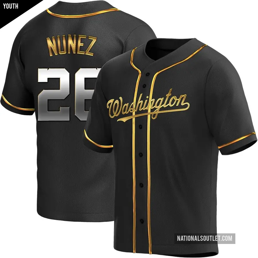 Youth Washington Nationals ＃26 Nasim Nunez Replica Gold Black en Alternate Jersey
