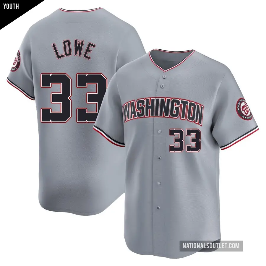 Youth Washington Nationals ＃33 Nathaniel Lowe Limited Gray Road Jersey