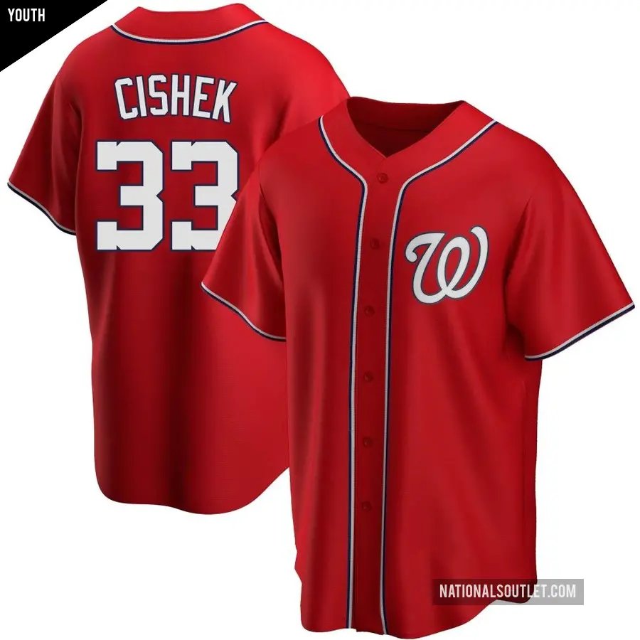 Youth Washington Nationals ＃33 Steve Cishek Replica Red Alternate Jersey