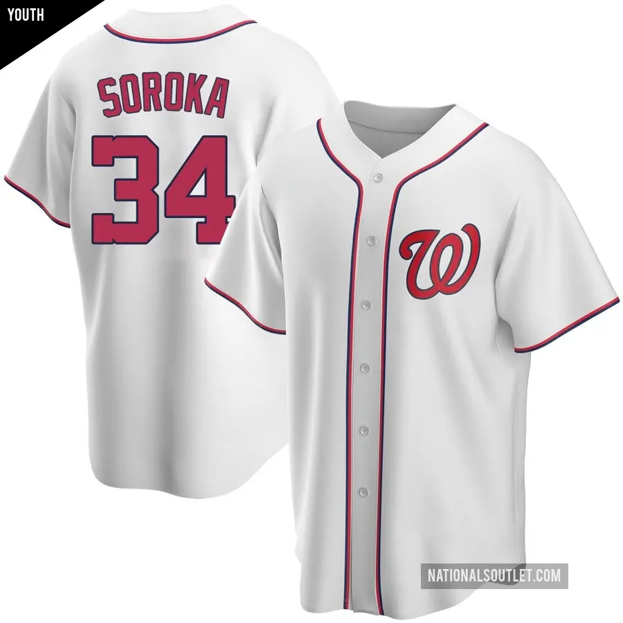 Youth Washington Nationals ＃34 Michael Soroka Replica White Home Jersey