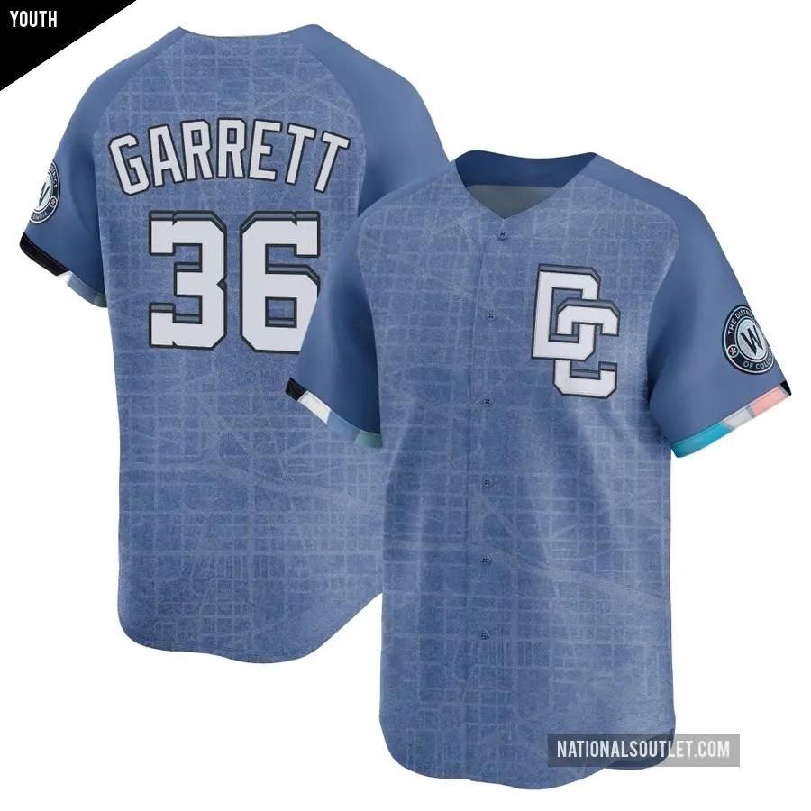 Youth Washington Nationals ＃36 Stone Garrett Limited Blue 2025 City Connect Jersey