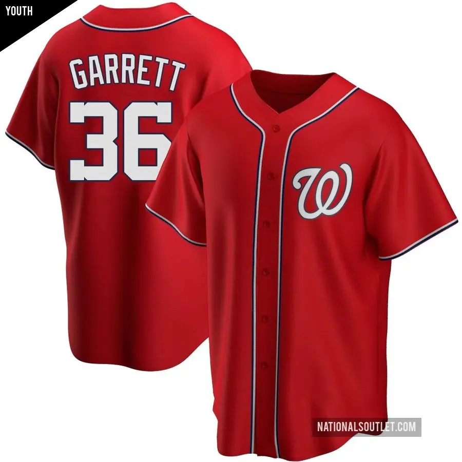 Youth Washington Nationals ＃36 Stone Garrett Replica Red Alternate Jersey