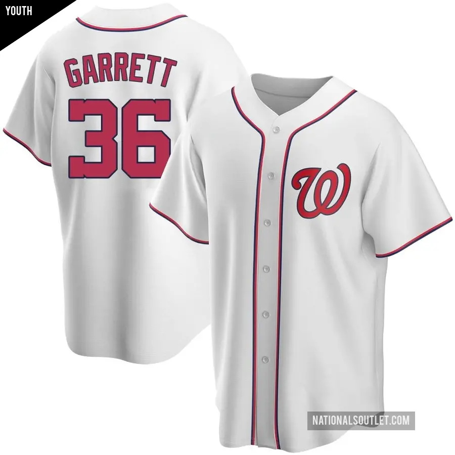 Youth Washington Nationals ＃36 Stone Garrett Replica White Home Jersey