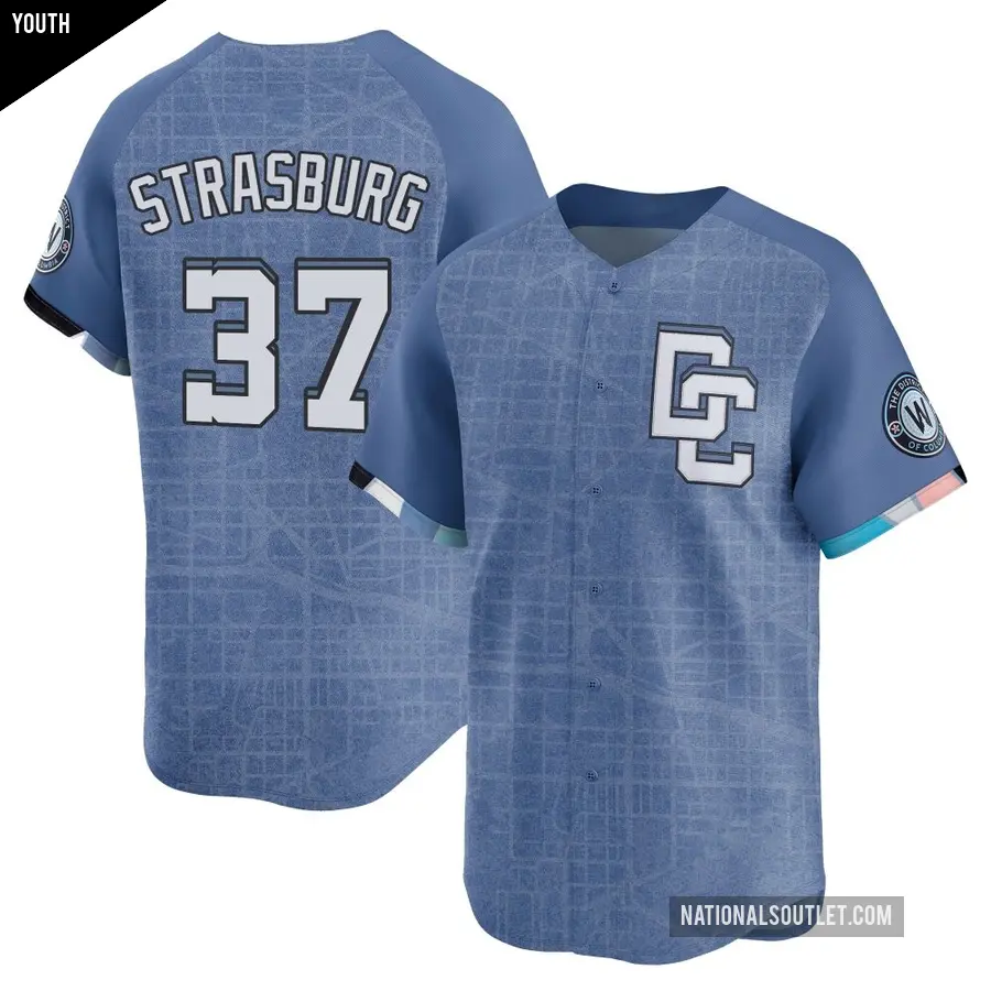 Youth Washington Nationals ＃37 Stephen Strasburg Limited Blue 2025 City Connect Jersey