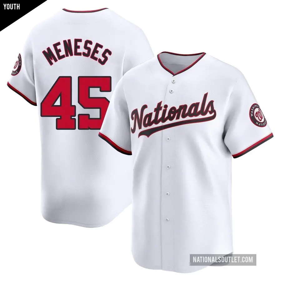 Youth Washington Nationals ＃45 Joey Meneses Limited White Home Jersey