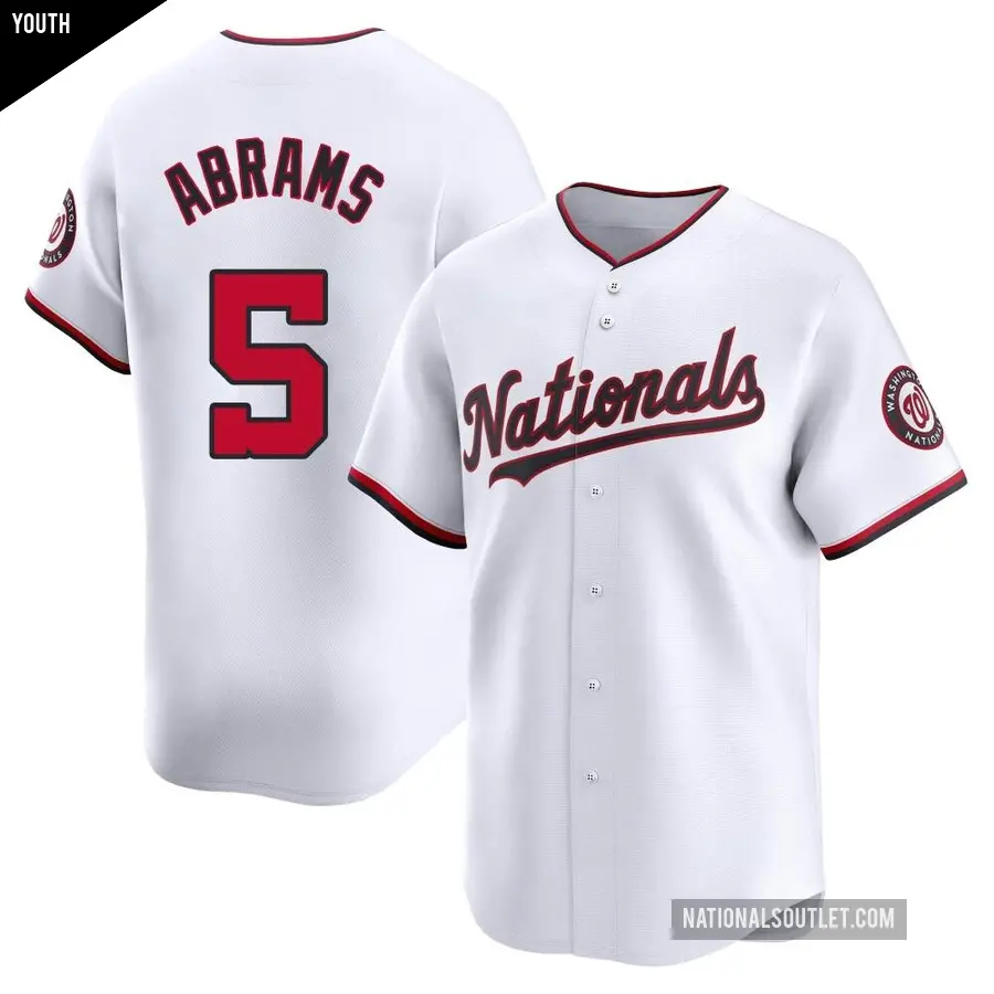 Youth Washington Nationals ＃5 CJ Abrams Limited White Home Jersey