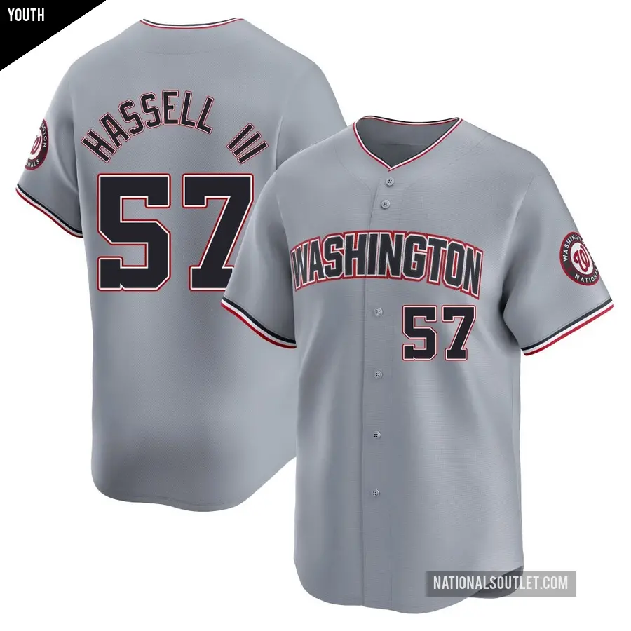 Youth Washington Nationals ＃57 Robert Hassell III Limited Gray Road Jersey