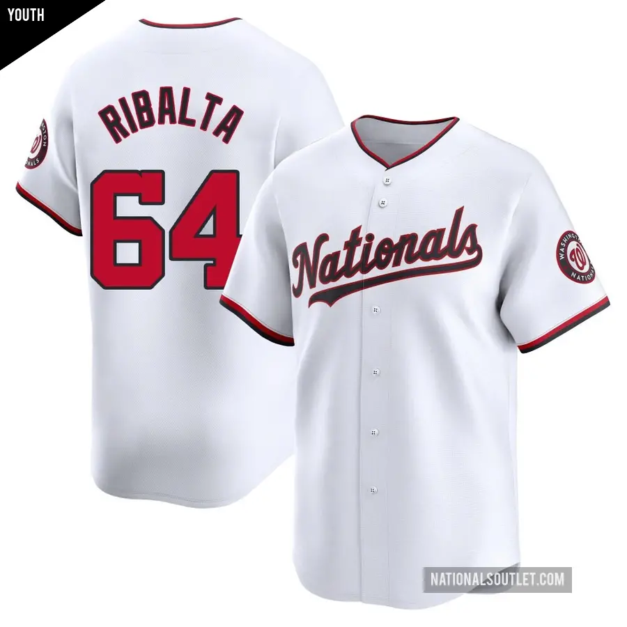 Youth Washington Nationals ＃64 Orlando Ribalta Limited White Home Jersey