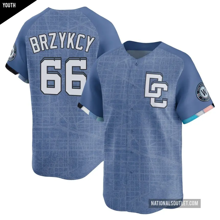 Youth Washington Nationals ＃66 Zach Brzykcy Limited Blue 2025 City Connect Jersey