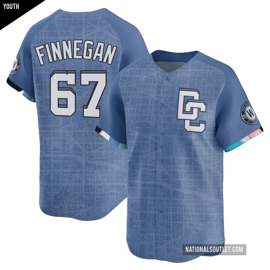 Youth Washington Nationals ＃67 Kyle Finnegan Limited Blue 2025 City Connect Jersey
