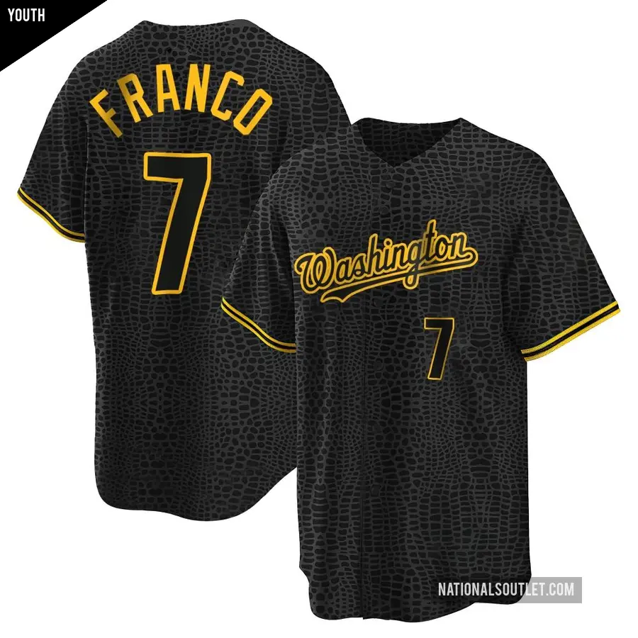 Youth Washington Nationals ＃7 Maikel Franco Replica Black Snake Skin City Jersey