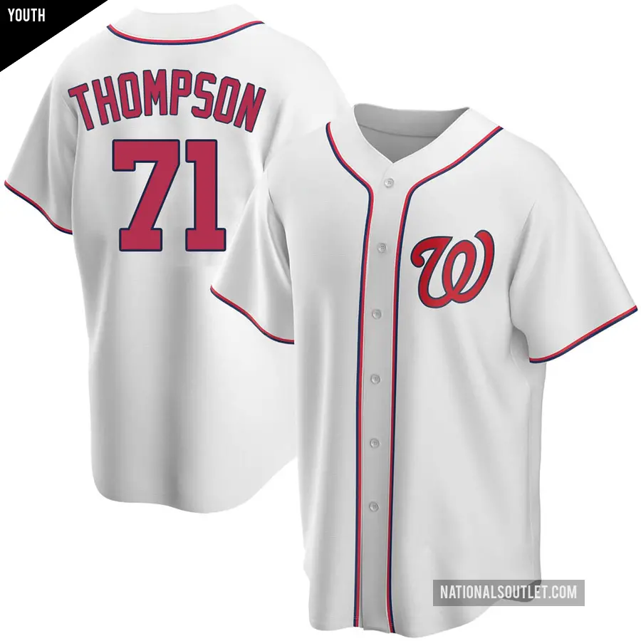 Youth Washington Nationals ＃71 Mason Thompson Replica White Home Jersey