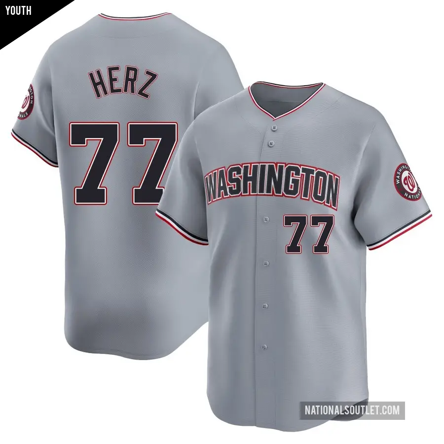 Youth Washington Nationals ＃77 DJ Herz Limited Gray Road Jersey