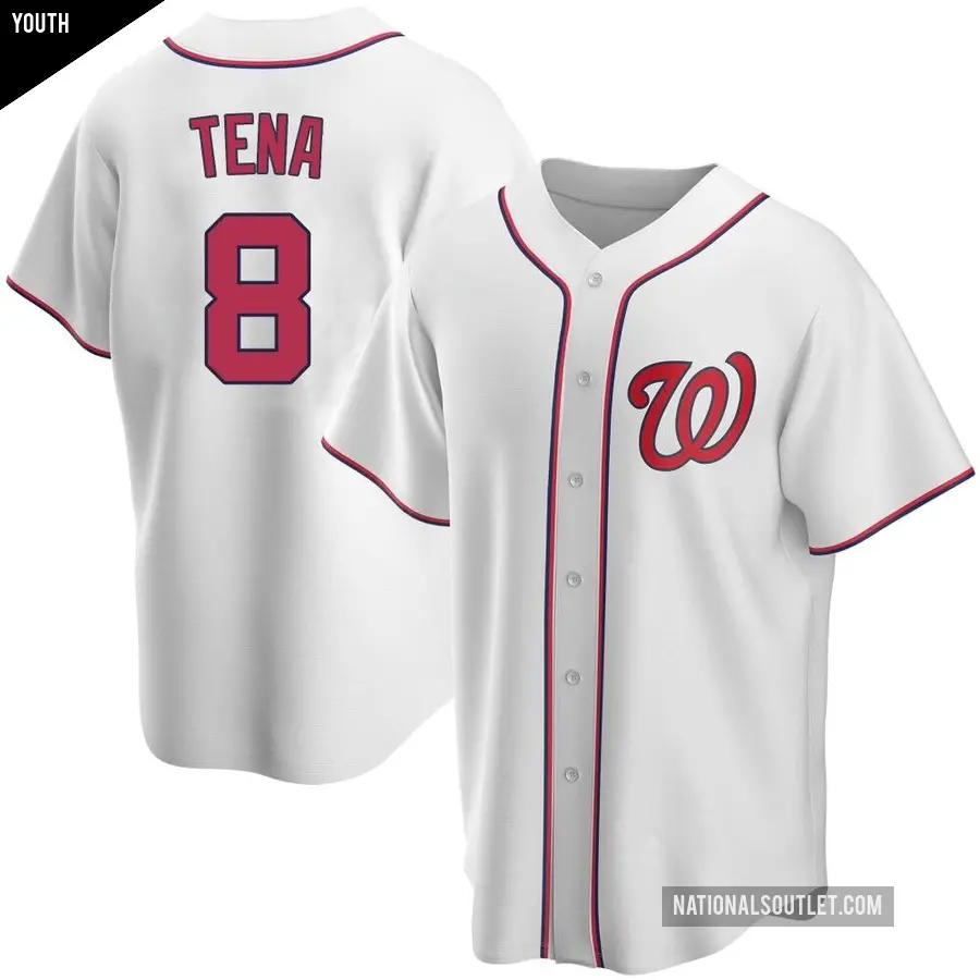 Youth Washington Nationals ＃8 Jose Tena Replica White Home Jersey