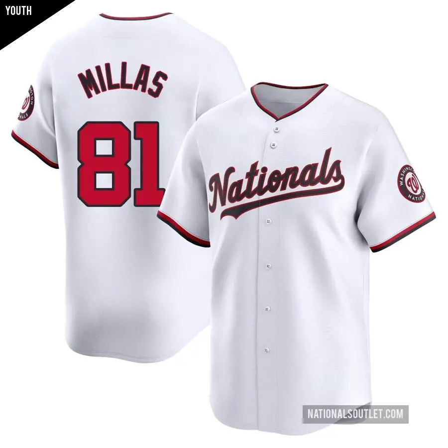 Youth Washington Nationals ＃81 Drew Millas Limited White Home Jersey