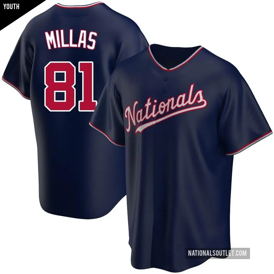 Youth Washington Nationals ＃81 Drew Millas Replica Navy Alternate Jersey