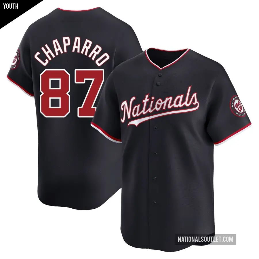 Youth Washington Nationals ＃87 Andres Chaparro Limited Navy Alternate Jersey